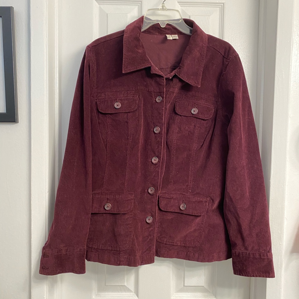 St. John’s Bay Deep Red Corduroy Shacket Coat 1X